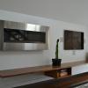 Hearth/Bench - Walnut & Painted MDO (contracting by Edge Design Build)