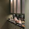 Painted casework, serpintine counters and backsplashes – bar area