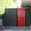 Privacy Gate - Painted MDO panels and galvanized steel